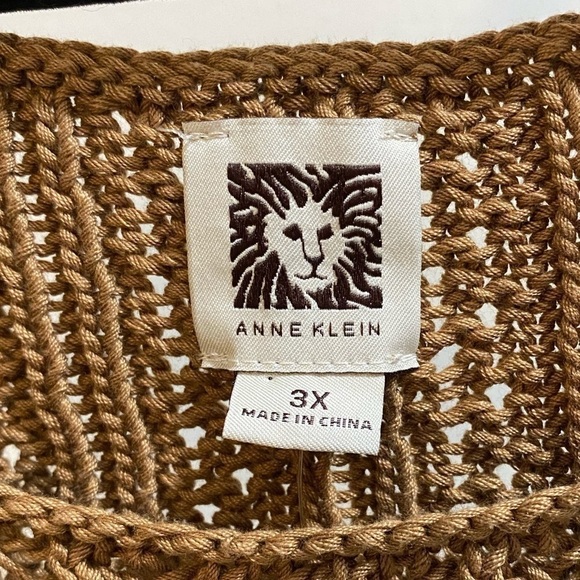 Anne Klein Plus Sz 3X 100% Cotton Cable Knit Vest Preppy Academia Old Money EUC - Picture 7 of 9